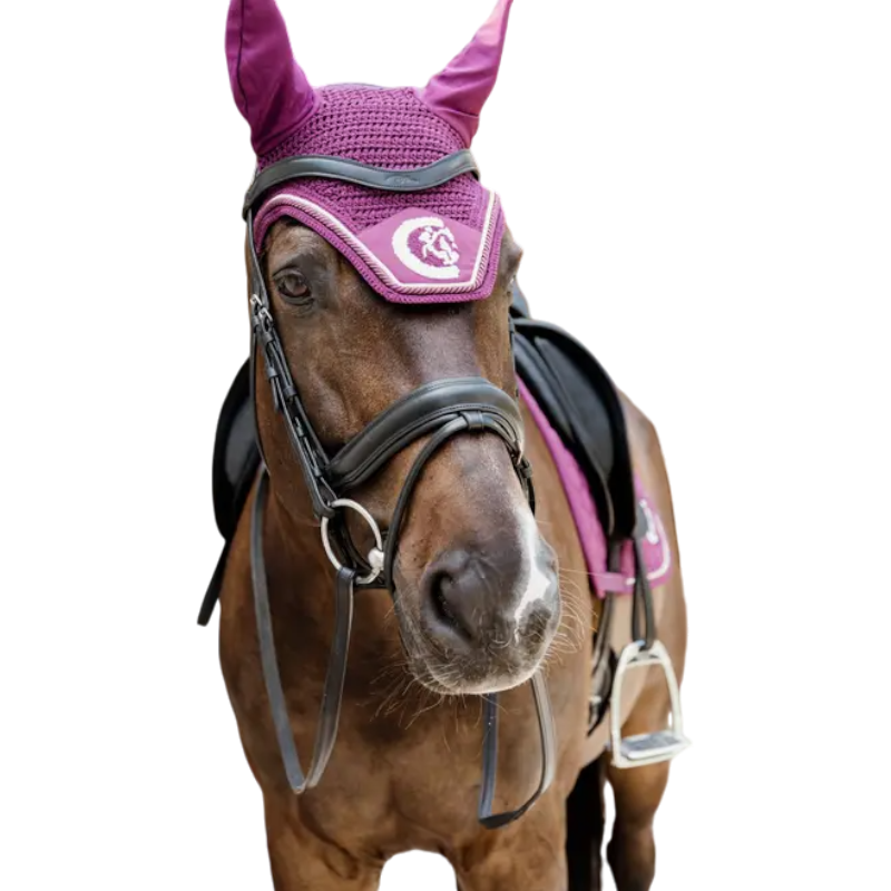 Kentucky Horsewear - Bonnet anti-mouches Wellington 3D Logo corde mauve | - Ohlala