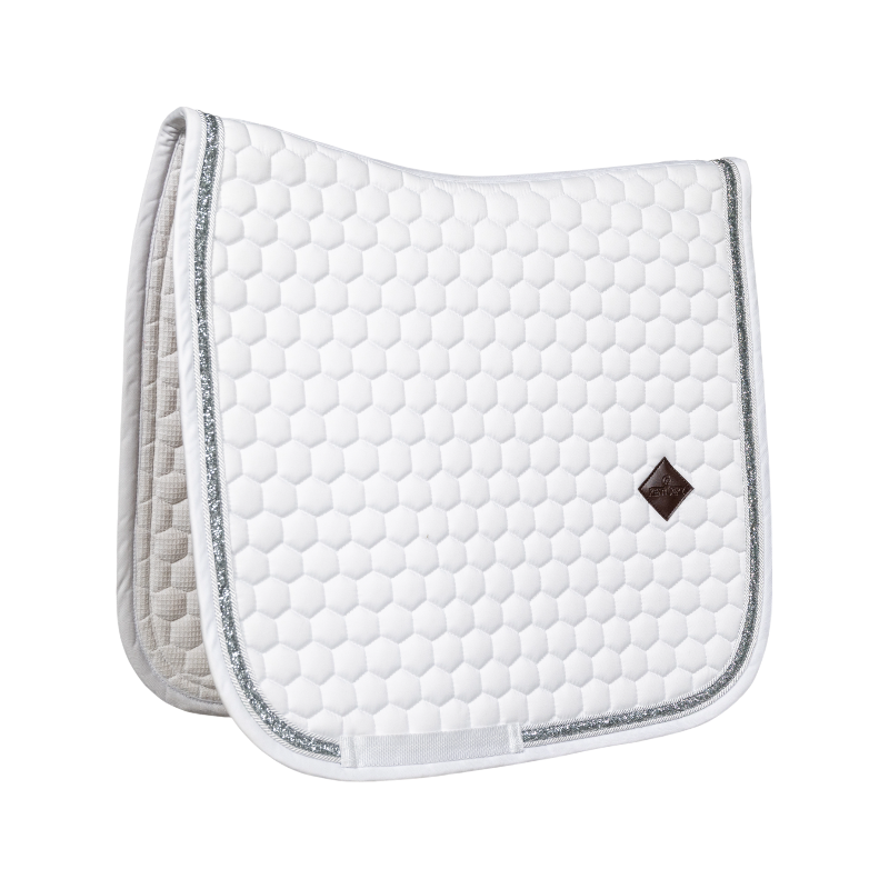Kentucky Horsewear - Tapis de dressage Glitter Band blanc/ argent | - Ohlala