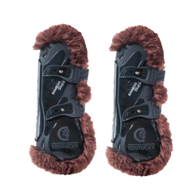 Kentucky Horsewear - Guêtres ouvertes mouton marron vegan Bamboo Elastique noir x2 | - Ohlala