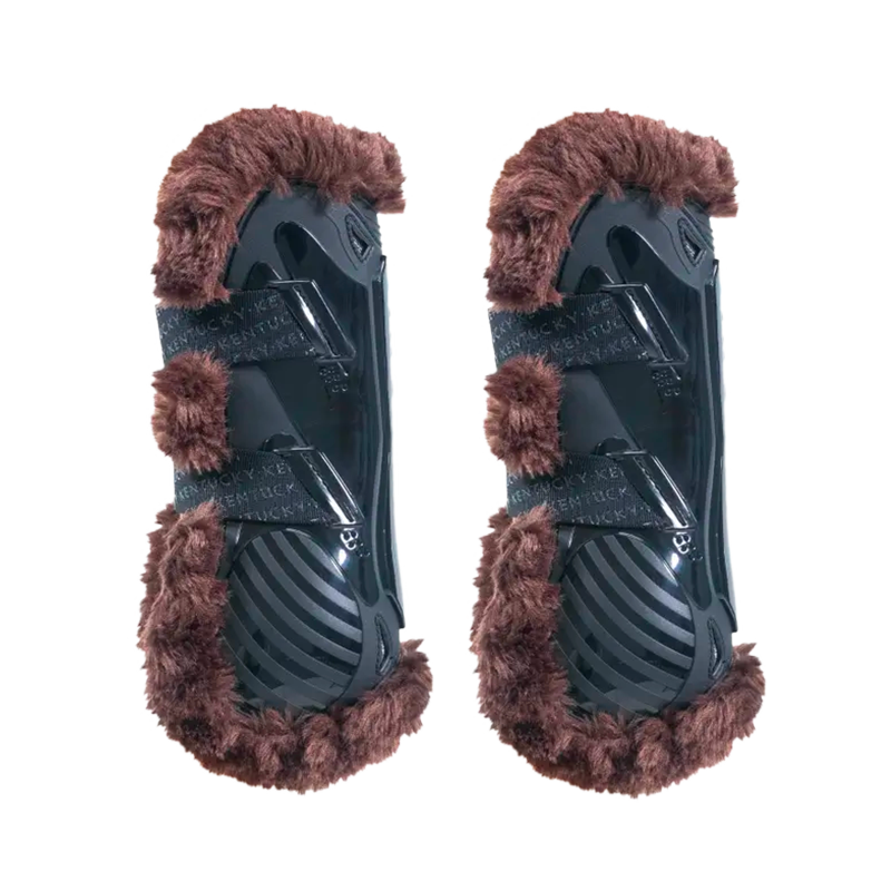 Kentucky Horsewear - Guêtres ouvertes mouton marron vegan Bamboo Elastique noir x2 | - Ohlala