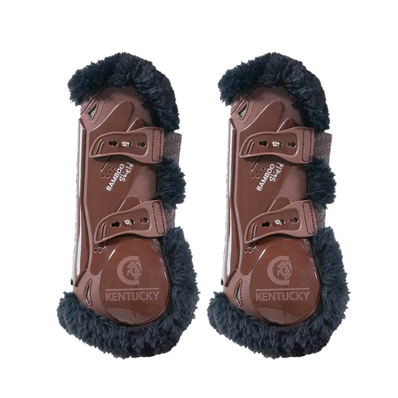 Kentucky Horsewear - Guêtres ouvertes mouton noir vegan Bamboo Elastique marron x2 | - Ohlala