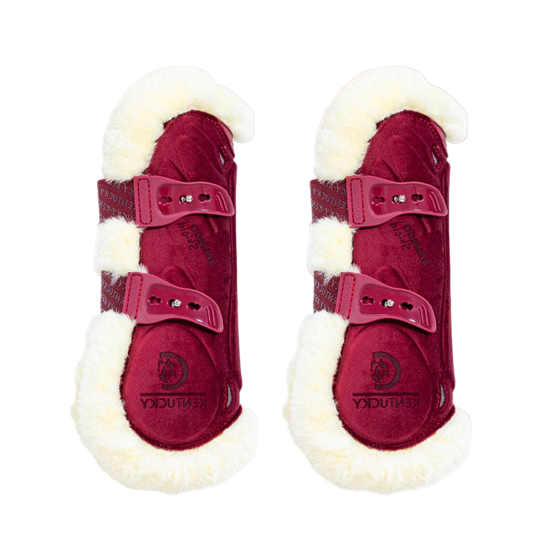 Kentucky Horsewear - Guêtres ouvertes mouton vegan Bamboo Elastic Velvet bordeaux | - Ohlala