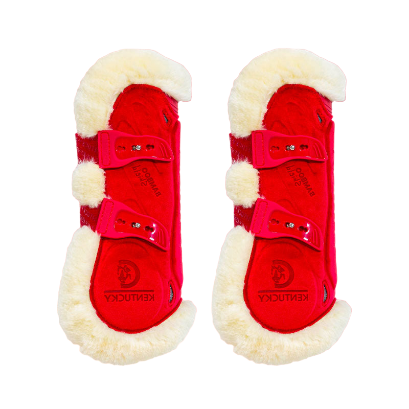 Kentucky Horsewear - Guêtres ouvertes mouton vegan Bamboo Elastic Velvet rouge | - Ohlala