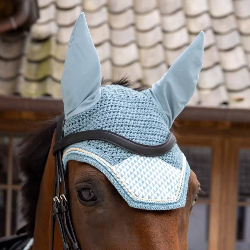 Kentucky Horsewear - Hat for horses Wellington Velvet Printing flags light blue