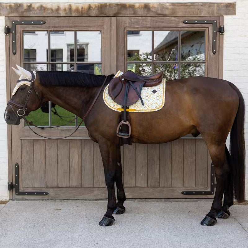 Kentucky Horsewear - Hoed voor paarden Wellington Velvet Printing lentebladeren fluistert bruin/ wit