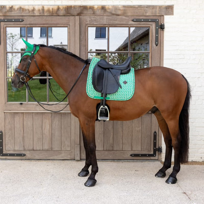 Kentucky Horsewear - Dressuurmat Velvet Printing doolhofcijfer groen/ wit