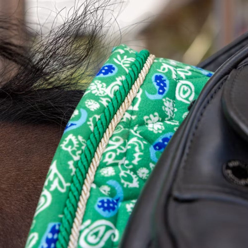 Kentucky Horsewear - Dressuurzadel Velvet Printing paisley tuin groen/ marine