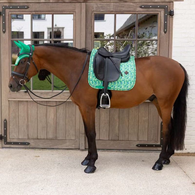 Kentucky Horsewear - Dressuurzadel Velvet Printing paisley tuin groen/ marine