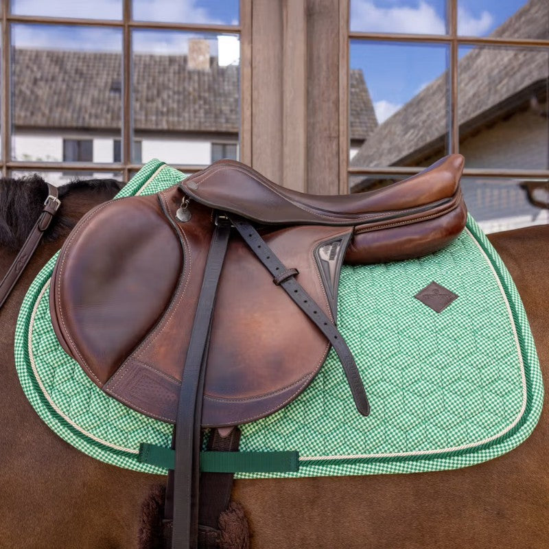 Kentucky Horsewear - Sattelunterlage Velvet Printing Schach grün