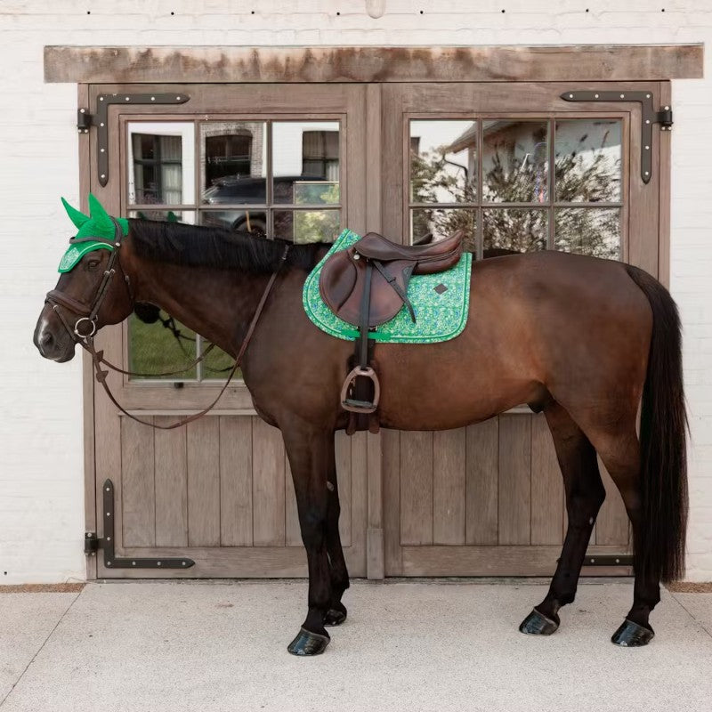 Kentucky Horsewear - Tapis de selle Velvet Printing paisley garden vert/ marine