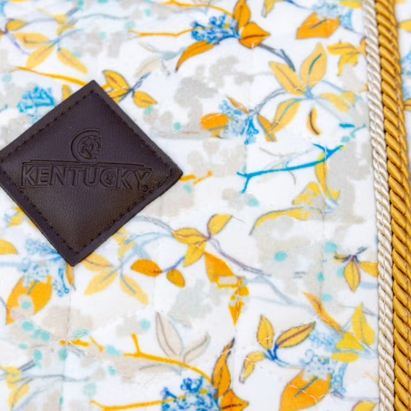 Kentucky Horsewear - Tapis de selle Velvet Printing spring leaves whispers marron/ blanc