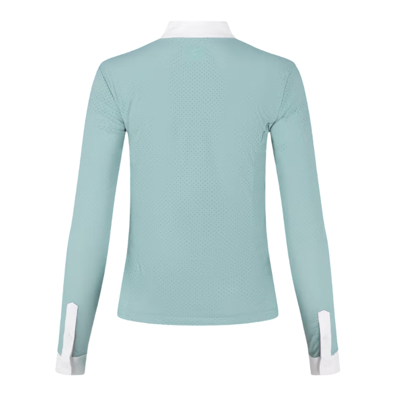 Kentucky Horsewear - Dames wedstrijdpoloshirt met lange mouwen Heritage Air dusty blue
