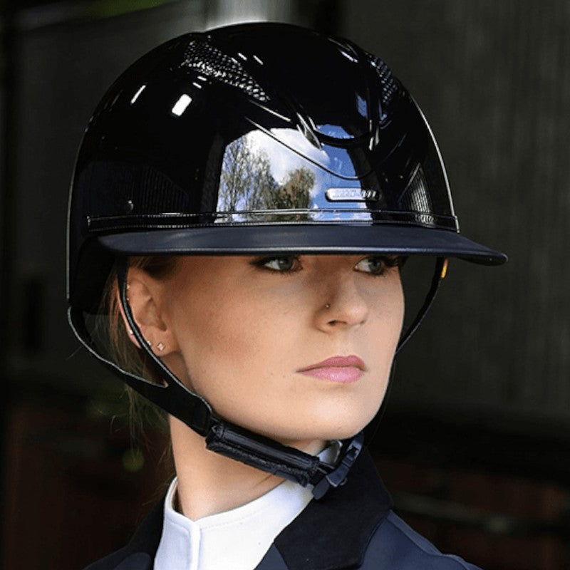 Lami-cell - Casque d'équitation Lucia noir brillant/ cuir | - Ohlala