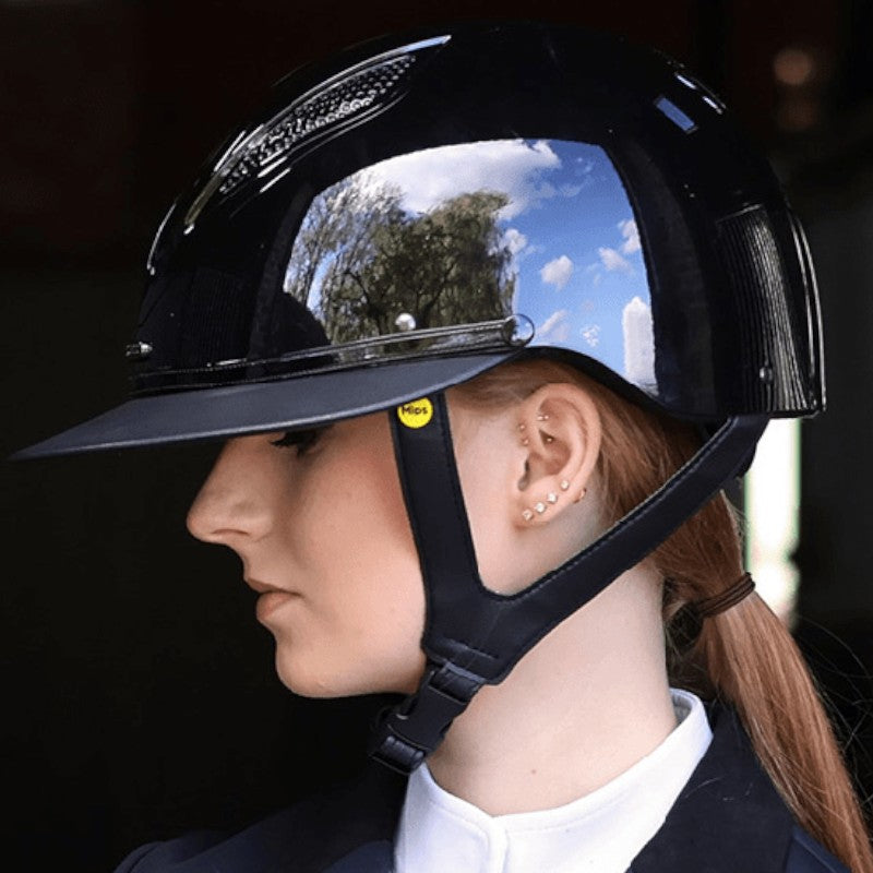 Lami-cell - Casque d'équitation Lucia noir brillant/ cuir | - Ohlala