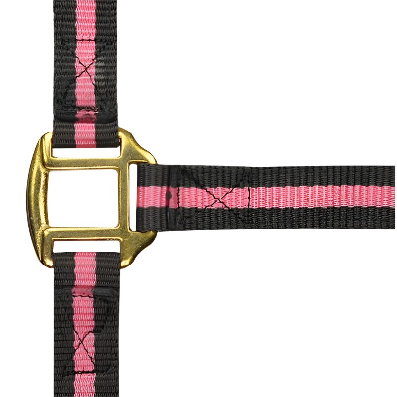 Norton - Licol nylon doublé cuir gris/rose | - Ohlala