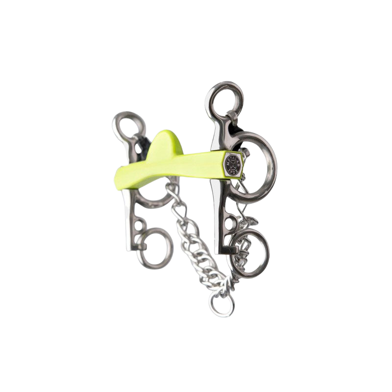 Metalab - Mors Pelham Flexi Soft droit demi-lune branches courtes vert | - Ohlala