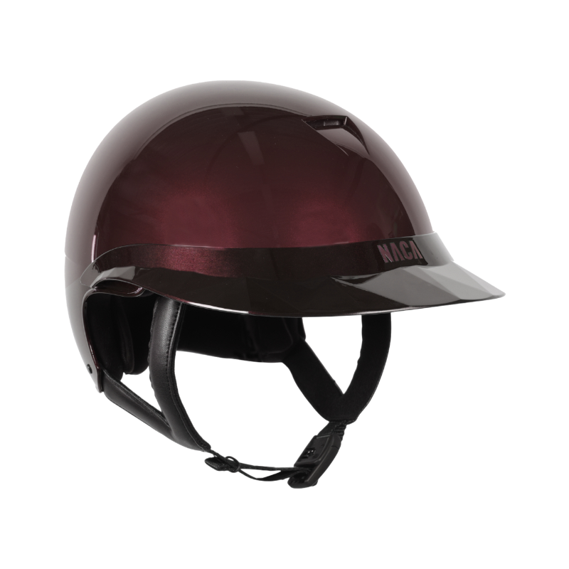 NACA - Paardrijhelm met vizier polo Comète S pruim glanzend