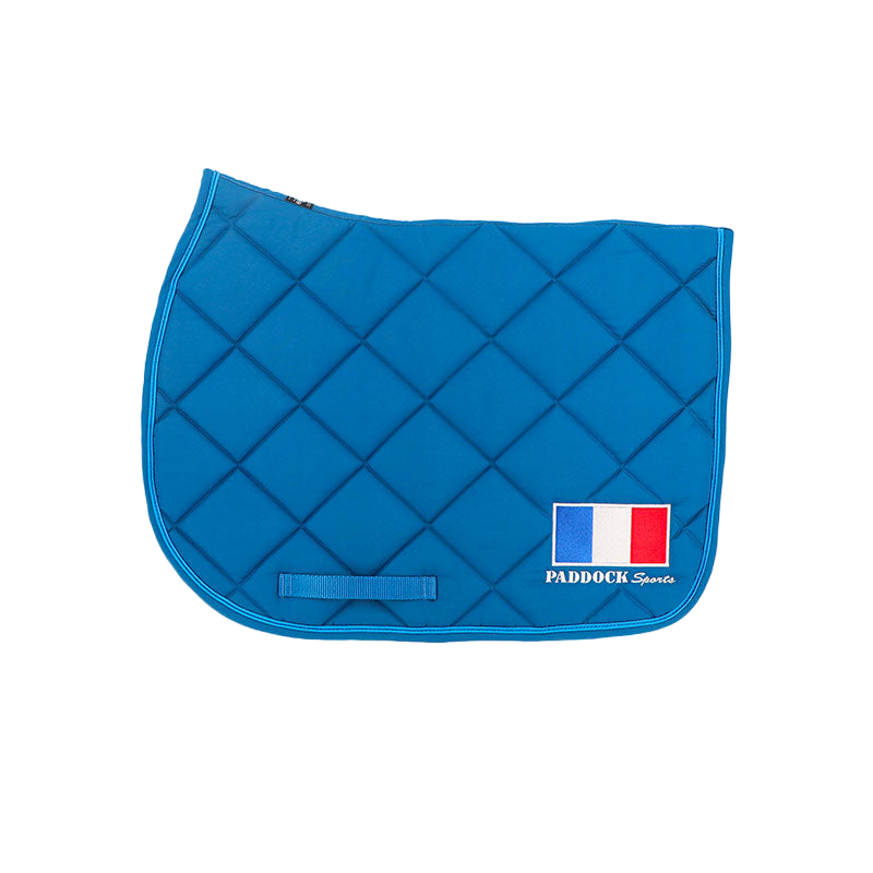 Paddock Sports - Tapis de selle Prems bleu canard logo France | - Ohlala