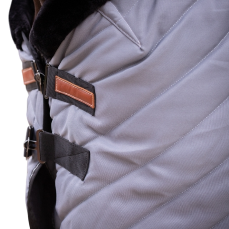 Paddock Sports - Couverture d'écurie Diagonal gris/ noir 200g | - Ohlala