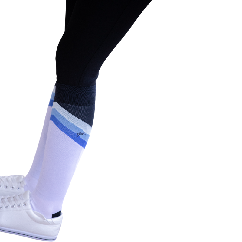 Pénélope - Chaussettes d'équitation Fun bleu et blanc (x2)