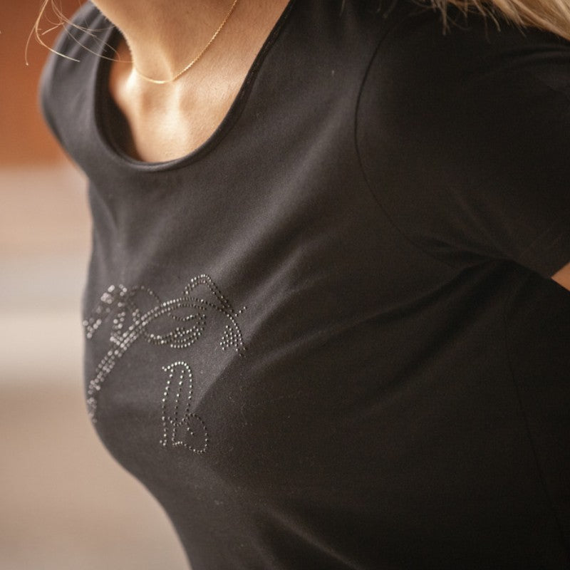 Pénélope - T-shirt manches courtes femme Iconic Strass noir | - Ohlala