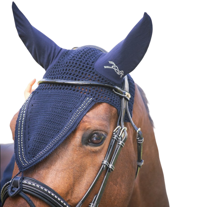 Pénélope - Bonnet pour chevaux long Strass marine | - Ohlala