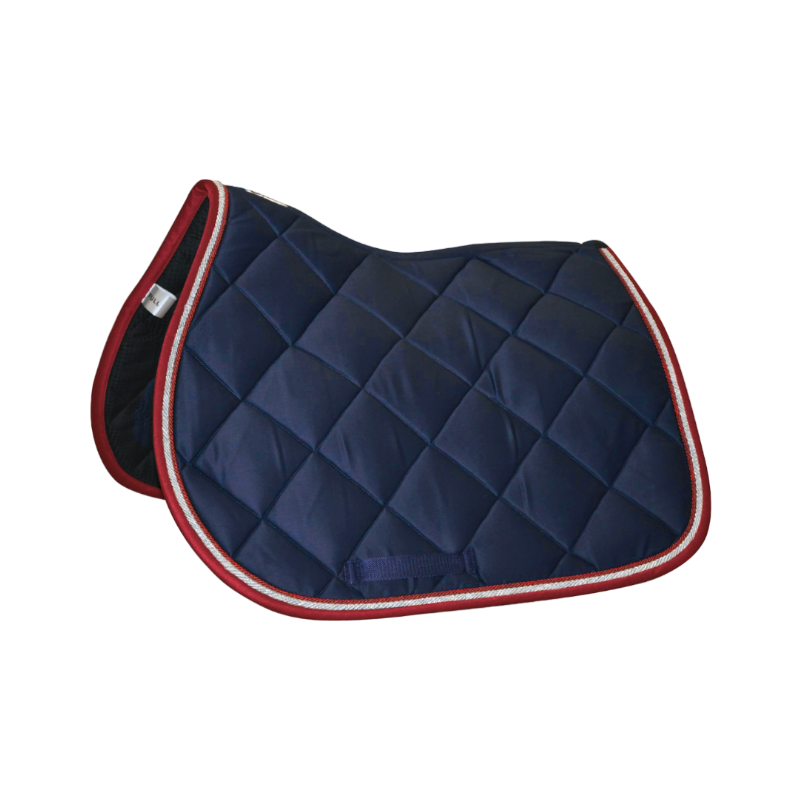 Privilège Equitation - Tapis de selle Palm Beach marine/ argent/ rouge | - Ohlala