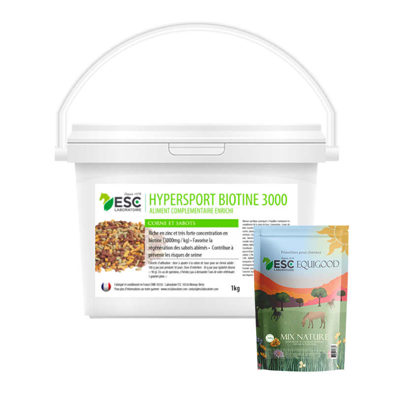 ESC Laboratoire - Hypersport Biotine voedingssupplement pakket + Equigood Mix traktaties
