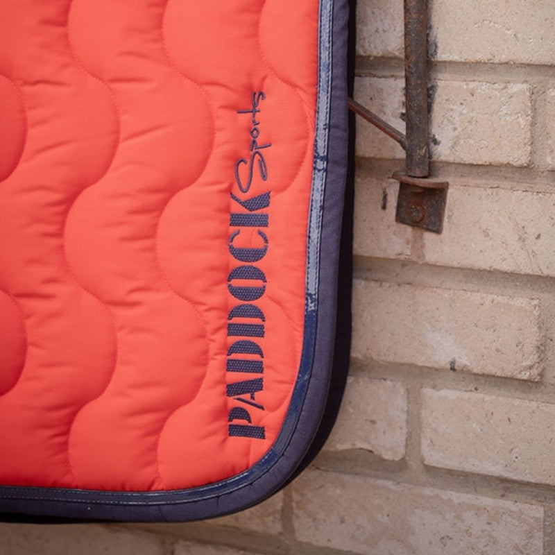 Paddock Sports - Tapis de selle Wavy orange/ marine