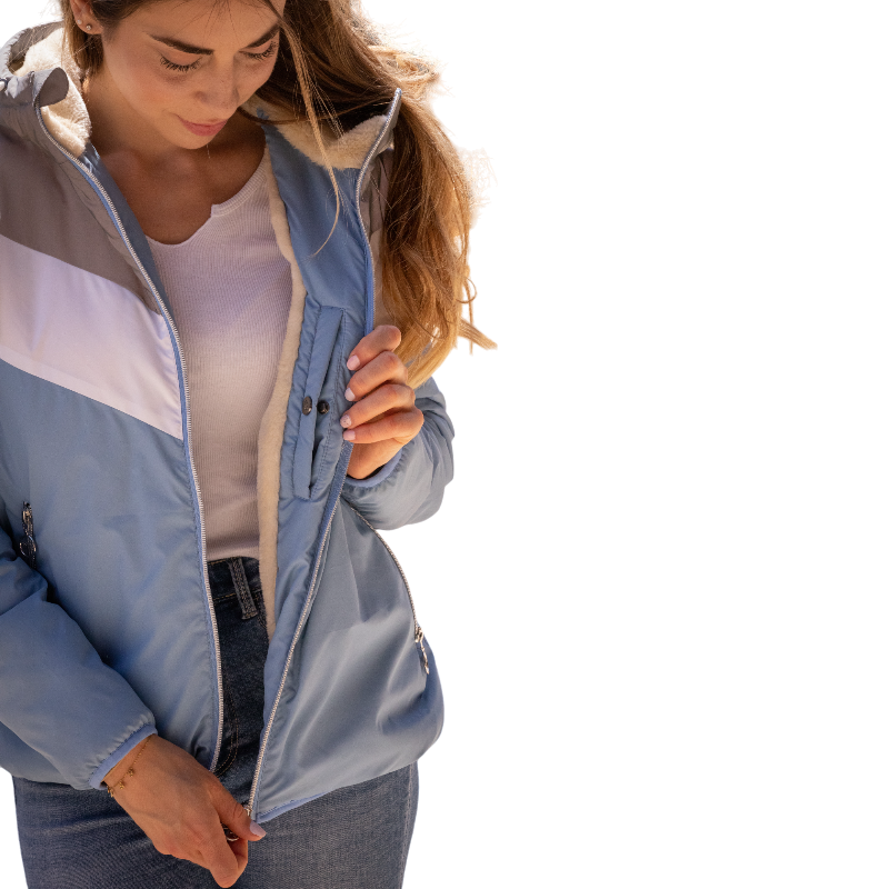 Pénélope - Blouson à capuche Lecciblock bleu artic | - Ohlala