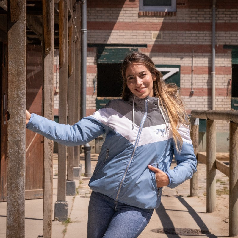 Pénélope - Blouson à capuche Lecciblock bleu artic | - Ohlala