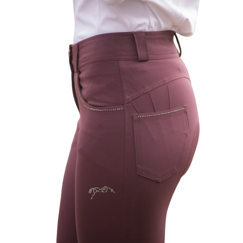 Pénélope - Pantalon d'équitation femme Fun Stone prune | - Ohlala