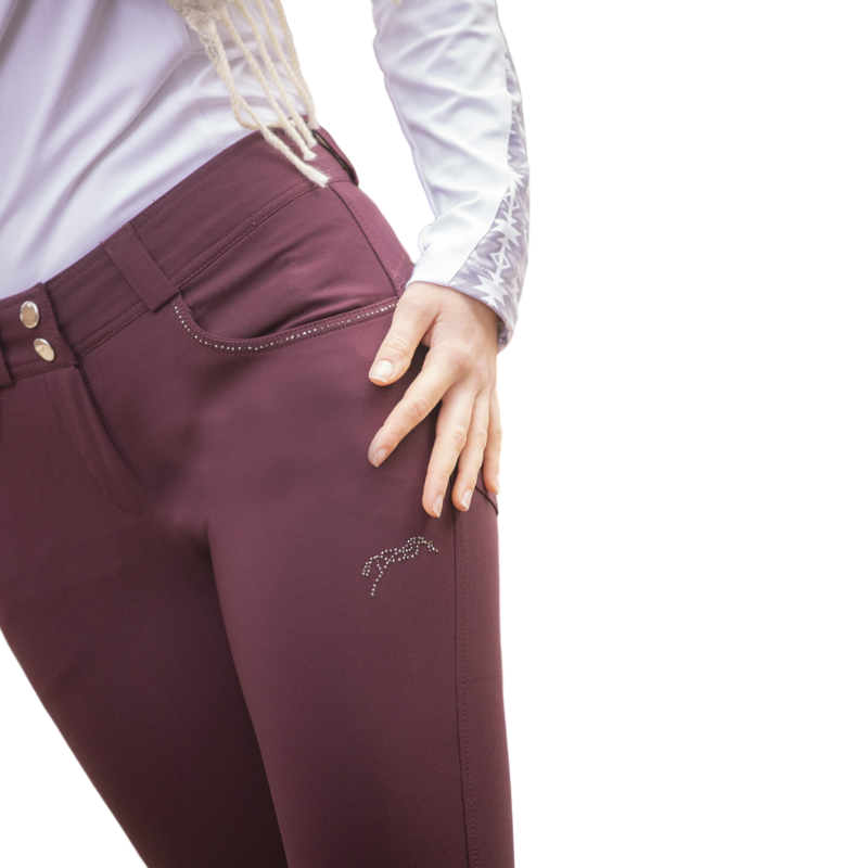 Pénélope - Pantalon d'équitation femme Fun Stone prune | - Ohlala