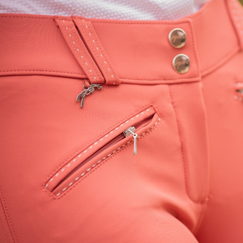Pénélope - Pantalon d'équitation taille haute femme Rocky pêche | - Ohlala