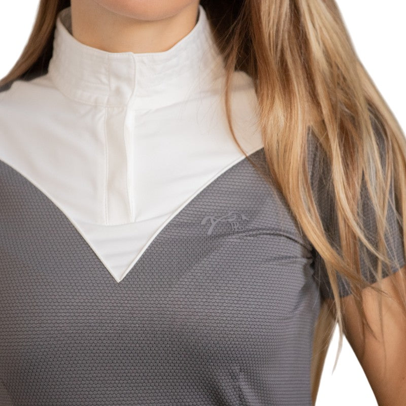 Pénélope - Polo de concours manches courtes femme Las Honey gris | - Ohlala