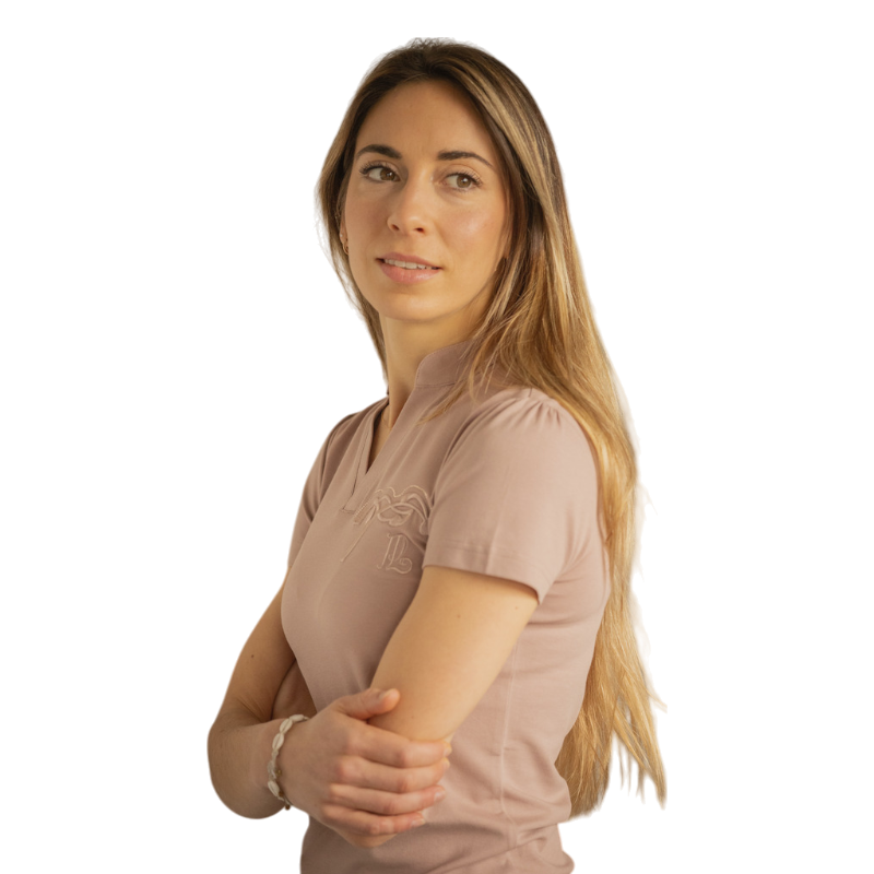 Pénélope - Polo manches courtes femme Josie beige/ rose | - Ohlala