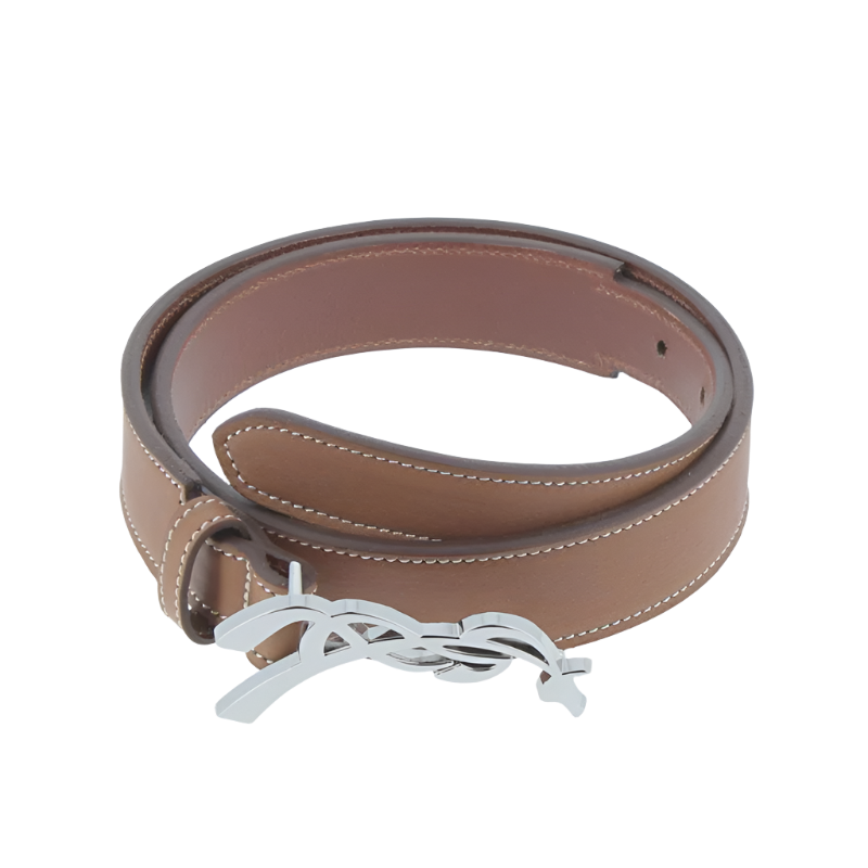 Pénélope - Ceinture femme Signature cognac/ argent | - Ohlala