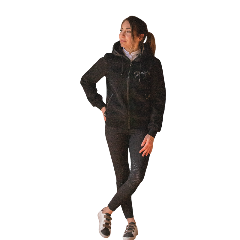 Pénélope - Sweat à capuche zippé femme Fluore noir | - Ohlala