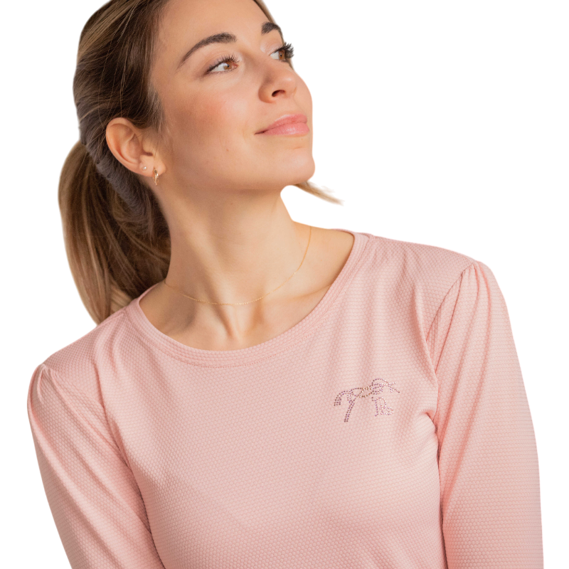 Pénélope - T-shirt manches longues femme Techty Honey rose