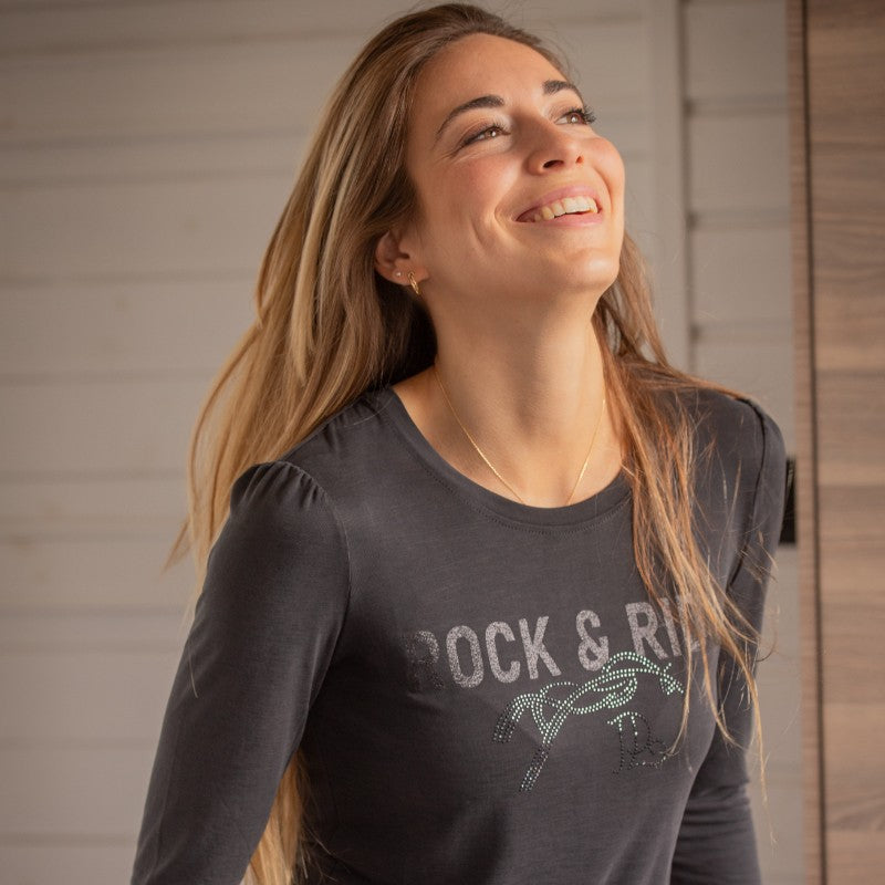 Pénélope - Women's long sleeve t-shirt Lovely anthracite