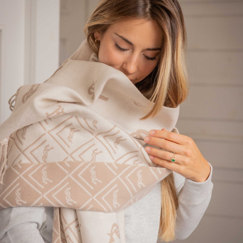 Pénélope - Echarpe femme Lana beige/ écru