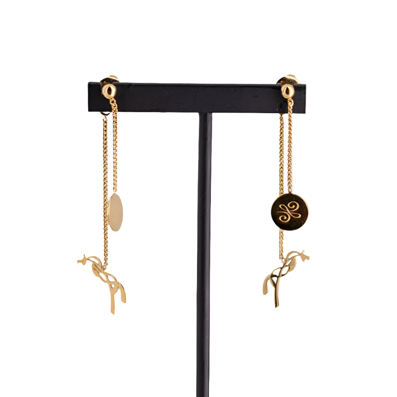 Pénélope - Boucles d'oreilles pendantes Yuna doré | - Ohlala