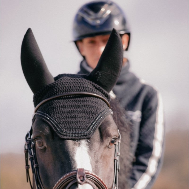 Pénélope - Bonnet pour chevaux anti-bruit Strass noir