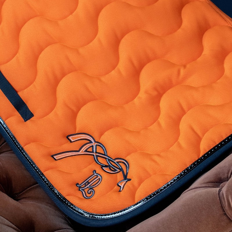 Pénélope - Tapis de selle classique orange/ marine | - Ohlala
