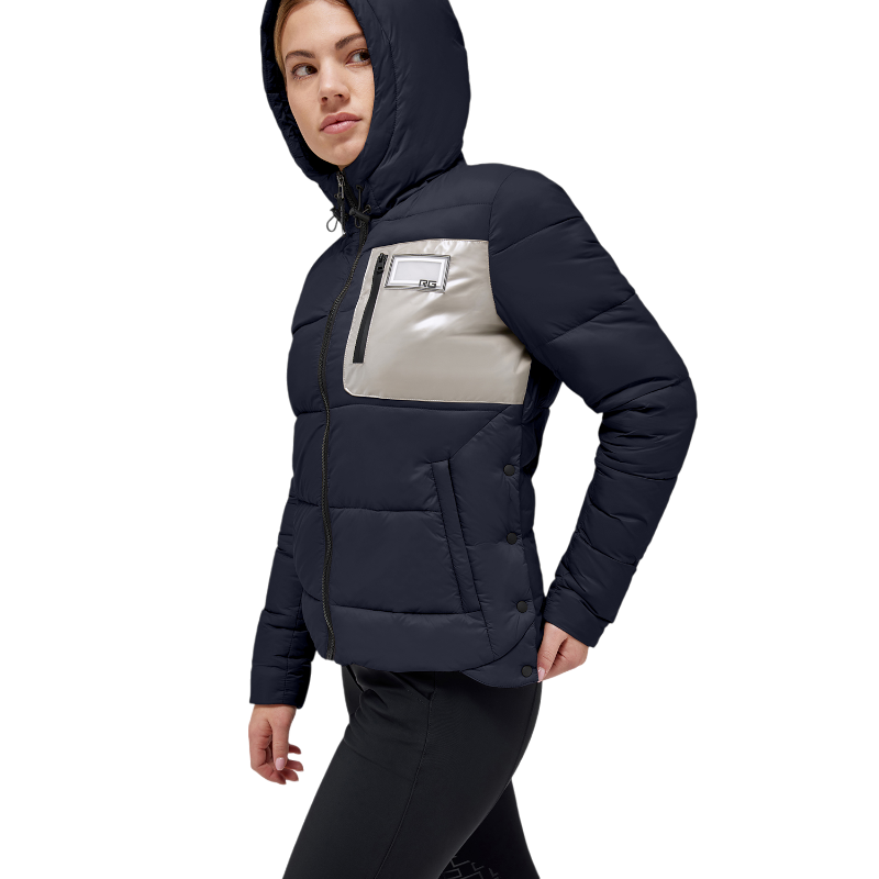 RG Italy - Doudoune manches longues femme Hooded Puffer marine | - Ohlala