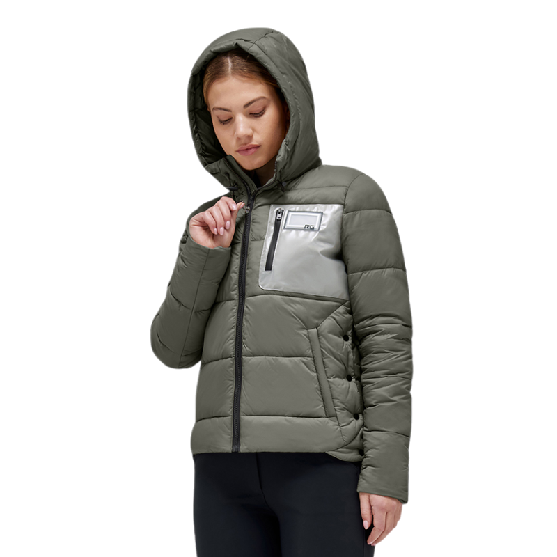 RG Italy - Doudoune manches longues femme Hooded Puffer vert kaki | - Ohlala