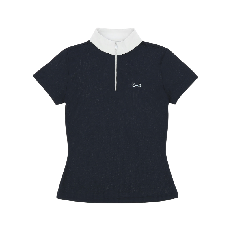 Riding World - Polo de concours manches courtes femme Roxane marine | - Ohlala