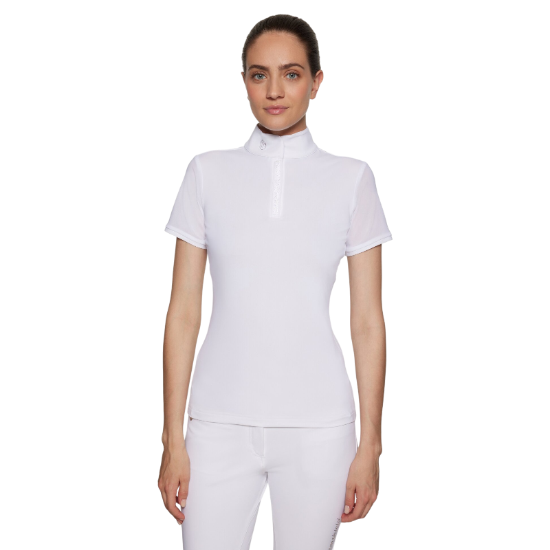 Samshield - Polo de concours manches courtes femme Roxy Premium blanc mesh | - Ohlala