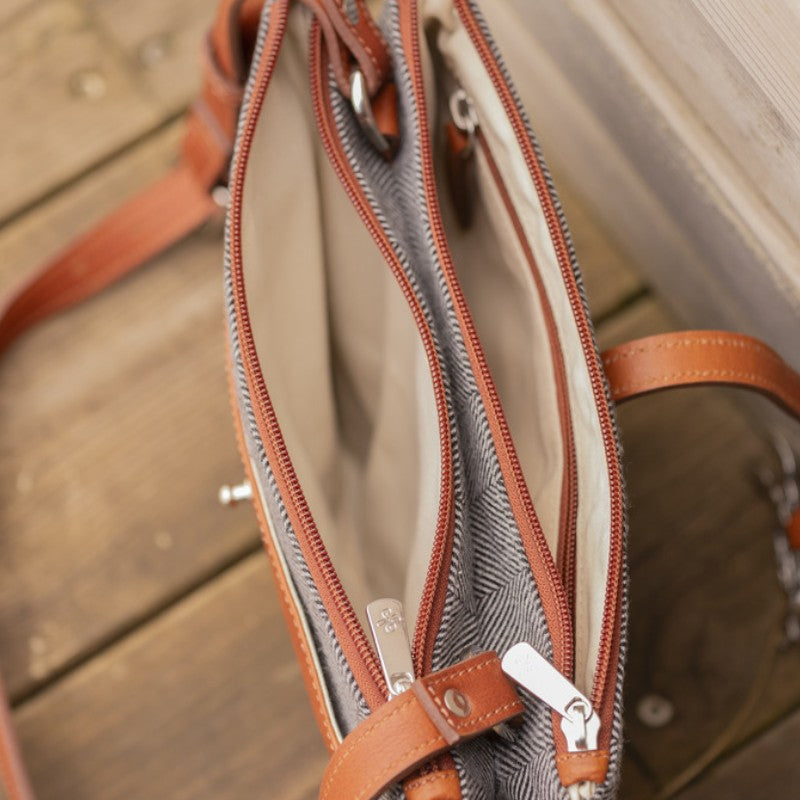 Pénélope - Sac Pablito grand modèle chevron/ cognac | - Ohlala