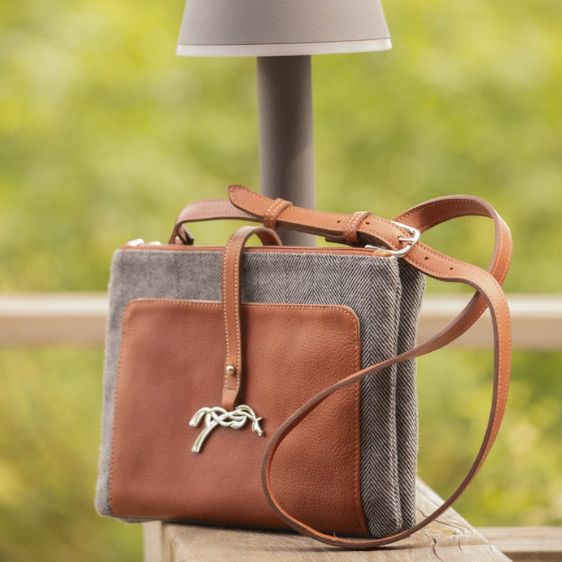 Pénélope - Sac Pablito grand modèle chevron/ cognac | - Ohlala